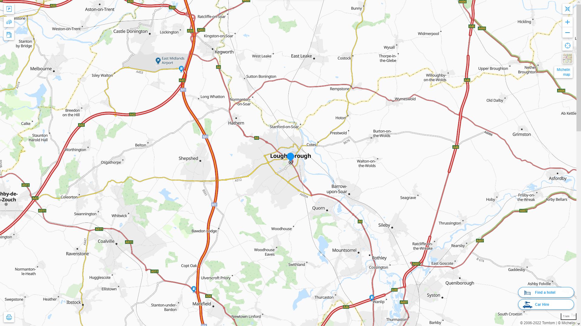 Loughborough Royaume Uni Autoroute et carte routiere